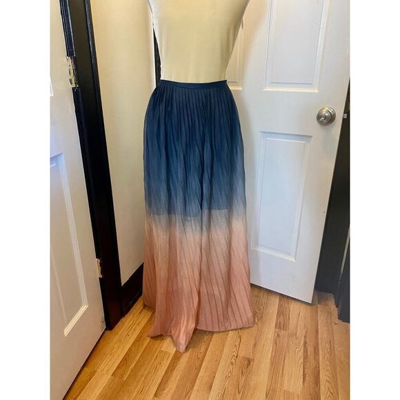 Cynthia Rowley Sheer Ombre Brush Skirt Gypsy Boho Blue Burnt Orange - Size Small - Picture 2 of 12